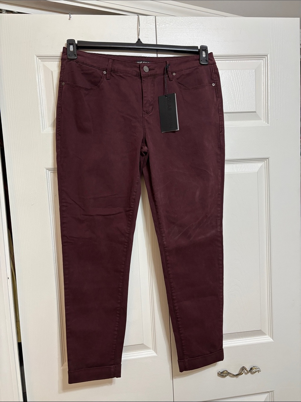 Dear John Women's Straight Leg Jeans in Deep Burgundy